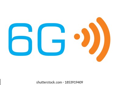 Logo de 6G sobre fondo blanco. icono de vector plano de velocidad inalámbrica de red para aplicaciones y sitios web
