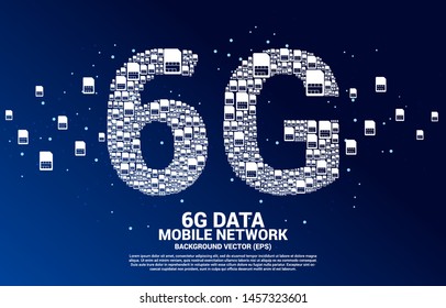 6G from mobile sim card  networking. Concept for mobile telecommunication global network.