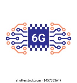 6G network concept. 6G technology background. Mobile telecommunications technology with microelectronics background.