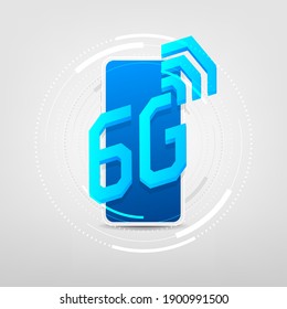 6G Network Wireless With High Speed Connection On Smartphone Concept. New 6th Generation Of Internet.