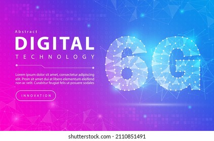 6G network wireless internet Wi-fi connection abstract background concept, Digital technology banner pink blue background binary code, abstract tech big data communication, High speed broadband vector