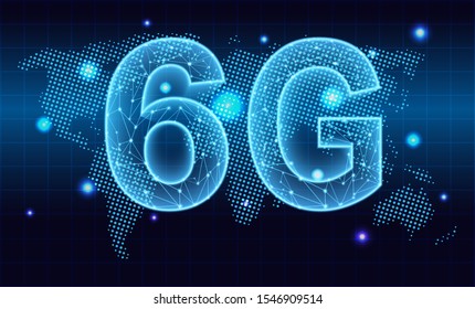 6G new wireless internet wifi connection. Global network high speed innovation connection. technology background. vector.