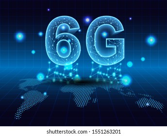 6G new wireless internet wifi connection. Global network high speed innovation connection. technology background. vector.