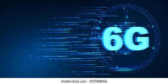 6G new wireless internet wifi connection. Big data binary code flow numbers. Global network high speed innovation connection data rate technology vector illustration. Concept in Low poly style. Vector