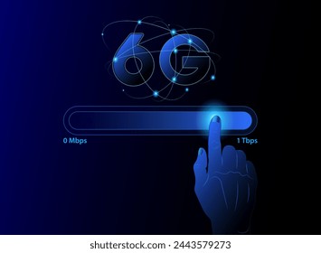 Se proyecta que 6G ofrece velocidades de hasta 1 Tbps. La mano activa mueve el control deslizante en la escala de medición. Mejoras en la calidad de la señal Wi-Fi, optimización de la velocidad.