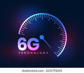 6g superfast telecom network background with speed meter vector