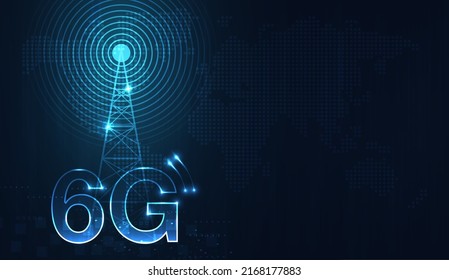 6G technology concept. modern city and telecommunication tower  network connection concept. global connection and internet network concept, new generation networks. vector design.