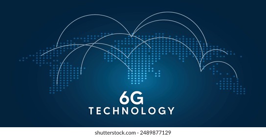 6G Technologie gepunktete Weltkarte Vektorgrafik Hintergrund