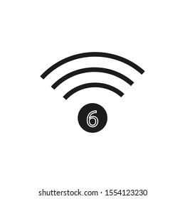 6-generation Wi-Fi symbol logo.New Generation Telecommunications Network Connectivity. 