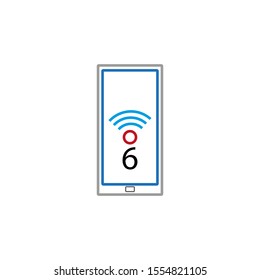 6-generation Wi-Fi symbol logo.New Generation Telecommunications Network Connectivity. 