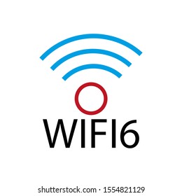 6-generation Wi-Fi symbol logo.New Generation Telecommunications Network Connectivity. 