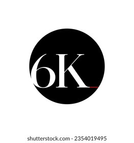 Icono de letras iniciales de marca 6k con forma redonda.