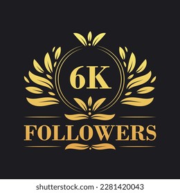 6K Followers celebration design. Luxurious 6K Followers logo for social media followers