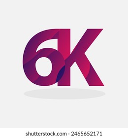 6K number abstract template vector illustration, six thousand number template