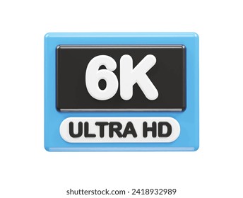 Icono de texto de resolución 6k Icono de ilustración 3d