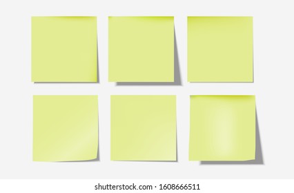 6light green Post notes set-Vector Illustration