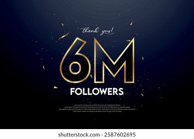 6M followers celebrate with a beautiful background. design vector.