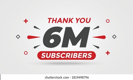 6M subscribers celebration background design. 6 Million subscribers