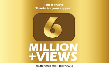 6M Views celebration background design. 6 million ViewsPlay Button