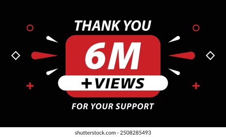 Diseño de fondo de celebración 6M Views. 6 millones de visitas.