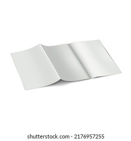 6-page Z-fold blank white brochure vector mockup. Folding paper leaflet mock-up. Template for design