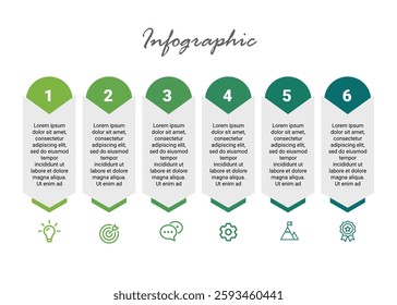 6-Step Business Infographic Template for Process Diagrams, Workflow Layouts, Presentations, Flowcharts, and Professional Banners