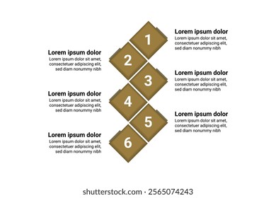 6-Step Business Infographic Template with Professional Marketing Icons and Sleek Square Design