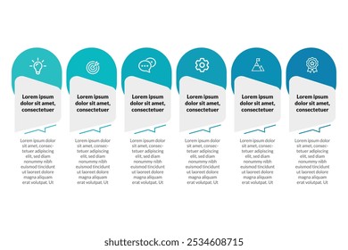 6-Step Business Process Infographic – Vector Timeline Template for Professional Presentations, Visual Communication, and Strategic Data Representation.