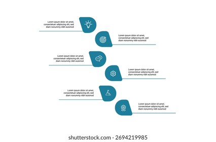 6-Step Business Workflow Infographic Template Featuring Icon Elements, Strategic Planning Visualization, Project Management Insights, Timeline Layout, Professional Vector Design, Clean Aesthetic