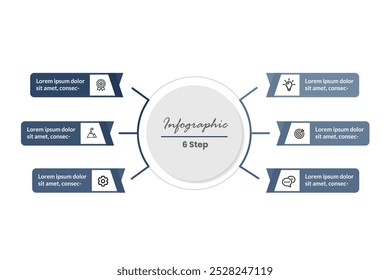 6-Step Clean Infographic Timeline – Modern Vector Template for Business Presentations