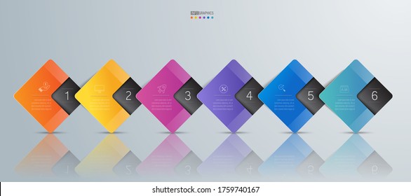 6step minimal info-graphic icon chart origami paper color in Vector info-graphic template for diagram presentation chart
and business concept with 5 or 6 element options