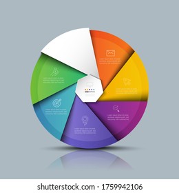 6 pasos minimo de gráfico de iconos de infografía color de papel de origami en plantilla info grafico vectorial para la gráfica de presentación de diagrama
y concepto de negocio con opciones de 5 ó 6 elementos