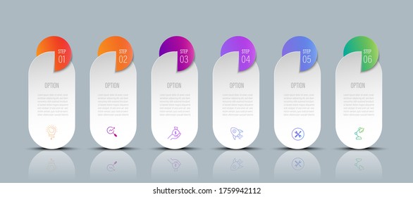 6 pasos minimo de gráfico de iconos de infografía color de papel de origami en plantilla info grafico vectorial para la gráfica de presentación de diagrama
y concepto de negocio con opciones de 5 ó 6 elementos