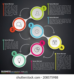 6-Step process info graphics dark vector background