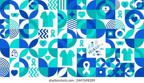 6th to 12th May is National nurses week background with geometric shape pattern template. Medical and health care concept. Celebrated annually in United States. Thank you nurses or honour of the nurse