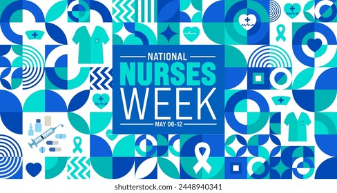 6th to 12th May is National nurses week background with geometric shape pattern template. Medical and health care concept. Celebrated annually in United States. Thank you nurses or honour of the nurse