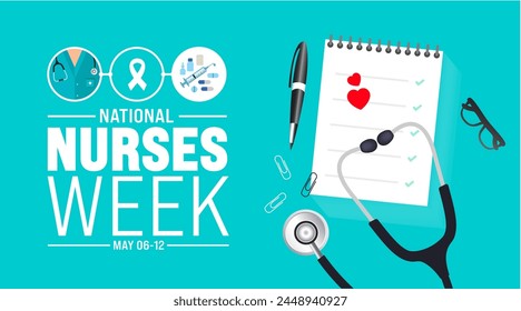 6th to 12th May is National nurses week background template. Medical and health care concept. Celebrated annually in United States. Thank you nurses or honour of the nurses and doctors background