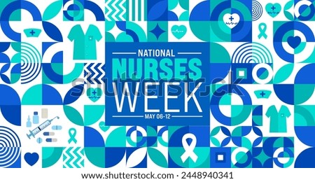 6th to 12th May is National nurses week background with geometric shape pattern template. Medical and health care concept. Celebrated annually in United States. Thank you nurses or honour of the nurse