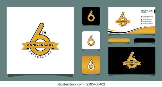 6th Anniversary Celebration with business card design template