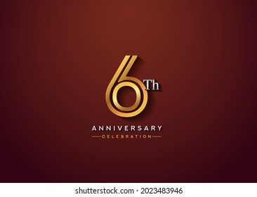 6th anniversary celebration logotype with linked number gold and silver color isolated on elegant color. vector anniversary for celebration, invitation card, and greeting card