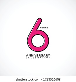 Celebración del 6º aniversario, Ilustración de diseño de plantillas vectoriales.