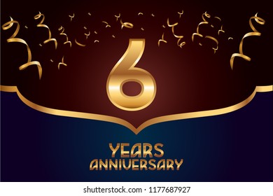 6th Anniversary gold numbers. background for anniversary