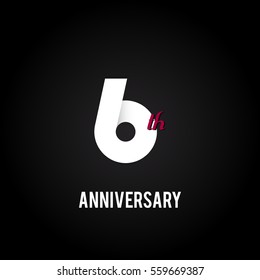 6th Anniversary  Logo Celebration, Flat Design Isolated on Black Background