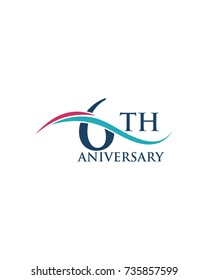 6th anniversary, logo, icon, vector