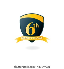 6th Anniversary Logo Ribbon Icon Design Template Elements