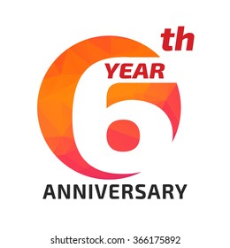 6th Anniversary Logo Template In The Circle Form. 