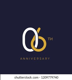 6th anniversary logo.overlapping number with simple monogram color. vector design for greeting card and invitation card.