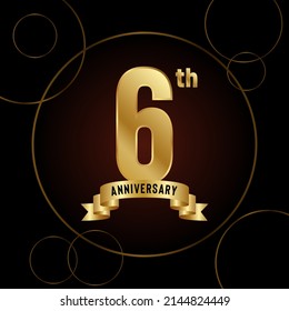 6th Anniversary logotype. Anniversary celebration template design for booklet, leaflet, magazine, brochure poster, banner, web, invitation or greeting card. Vector illustrations.