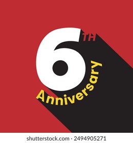6th anniversary logotype modern bold font vector illustration. 6 years anniversary badge design. Wedding greeting card. Business birthday celebration template, banner, poster. Six years 3d logo.