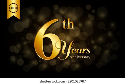 6th anniversary template design. for booklet, leaflet, magazine, brochure poster, banner, web, invitation or greeting card. Vector illustrations.